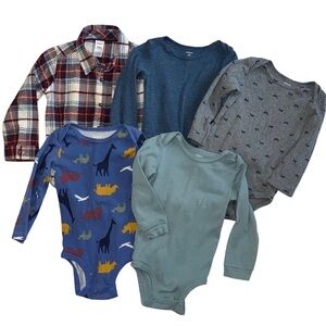 Carter's Onesies Set - Blue, Gray, and Plaid